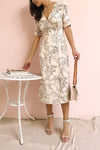 Cariyacu Off-White Floral Wrap Dress | La petite garçonne model look