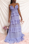 Clematite Lilac Layered Ruffles Maxi Dress | Boutique 1861 model