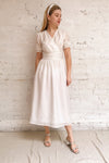 Gretta White Short Sleeve Midi A-Line Dress | Boutique 1861 model look