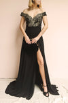 Hermeline Black & Gold Maxi Dress | Boutique 1861 on model