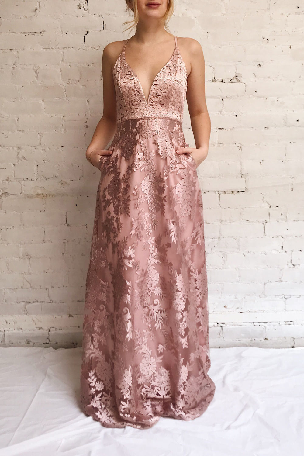 Lyaksandra Pink Floral Embroidered Maxi Dress | Boutique 1861 model look