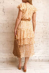Marike Orange Floral Chiffon Midi Dress | Boutique 1861 model back
