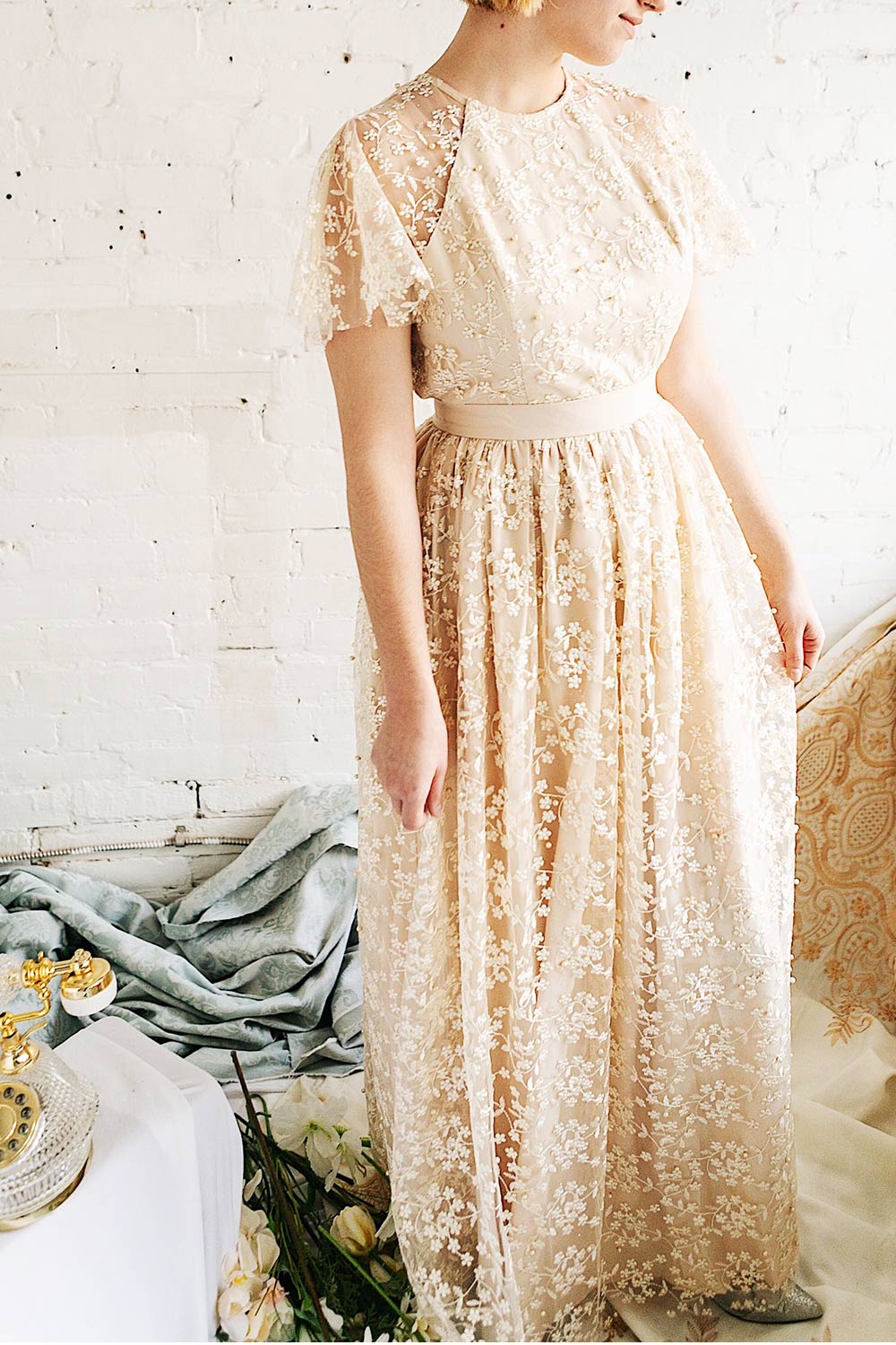 Namiko | Beige Embroidered Gown