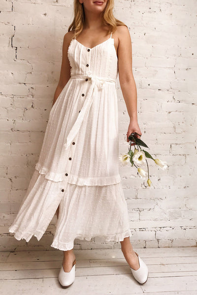 Rajani White Crepe Layered Midi Dress | Boutique 1861 model look
