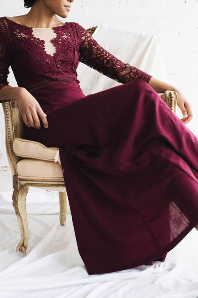 Shafinaz Garnet | Burgundy Long Dress