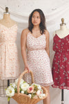 Stine Cream Short Floral Dress w/ Thin Straps | Boutique 1861 model