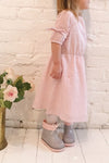 Lillou Mini Pink Kids Silver Glitter Rain Boots | Boutique 1861 on model