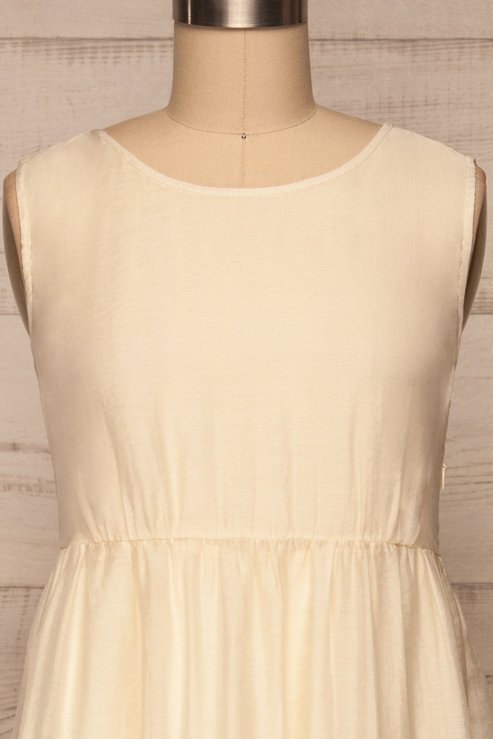 Duleek Off White A-Line Midi Dress front close up | La petite garçonne
