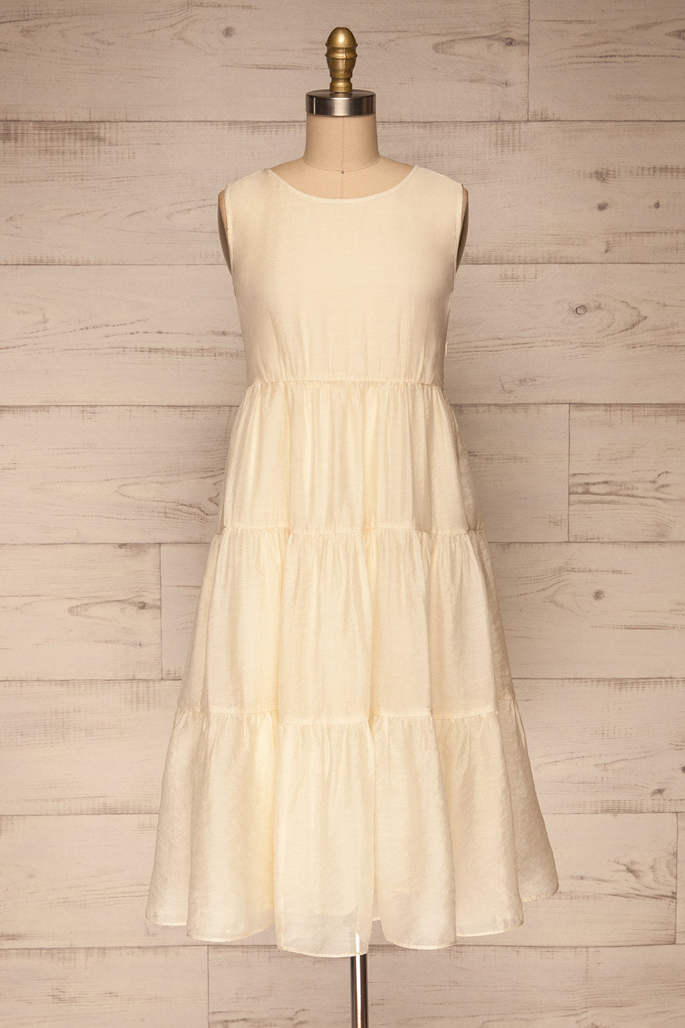 Duleek Off White A-Line Midi Dress | La petite garçonne