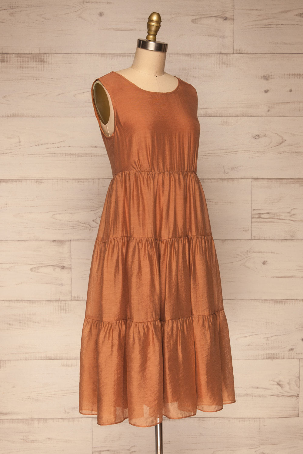 Duleek Orange A-Line Midi Dress | La petite garçonne side view
