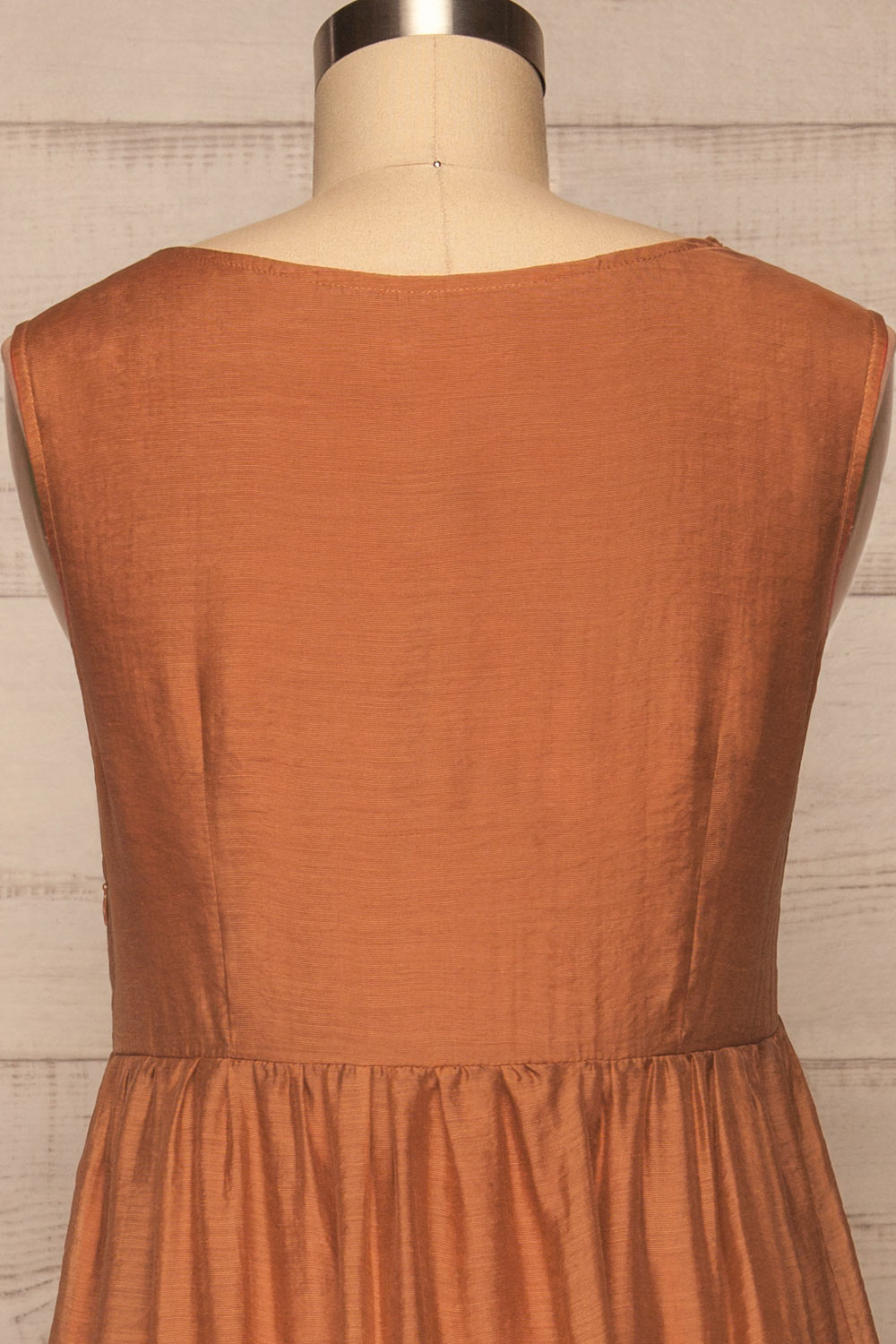 Duleek Orange A-Line Midi Dress | La petite garçonne back close up