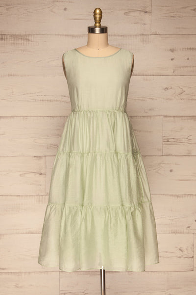 Duleek Sage Green A-Line Midi Dress | La petite garçonne
