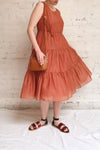 Duleek Orange A-Line Midi Dress | La petite garçonne model look