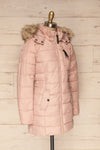Dumfries Light Pink Parka Coat with Faux Fur Hood | La Petite Garçonne side view