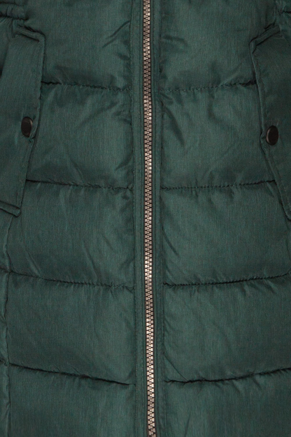 Dumfries Vert Green Parka Coat with Faux Fur Hood | La Petite Garçonne fabric detail 