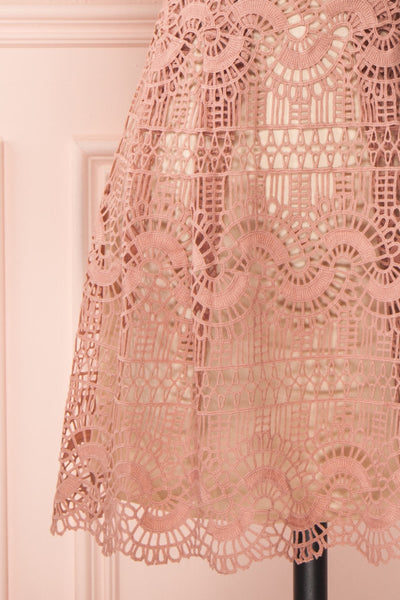Dunyazade Pink Short Lace Dress w/ Open Back | Boudoir 1861 skirt