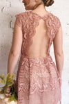 Dunyazade Pink Short Lace Dress w/ Open Back | Boudoir 1861 model back 1