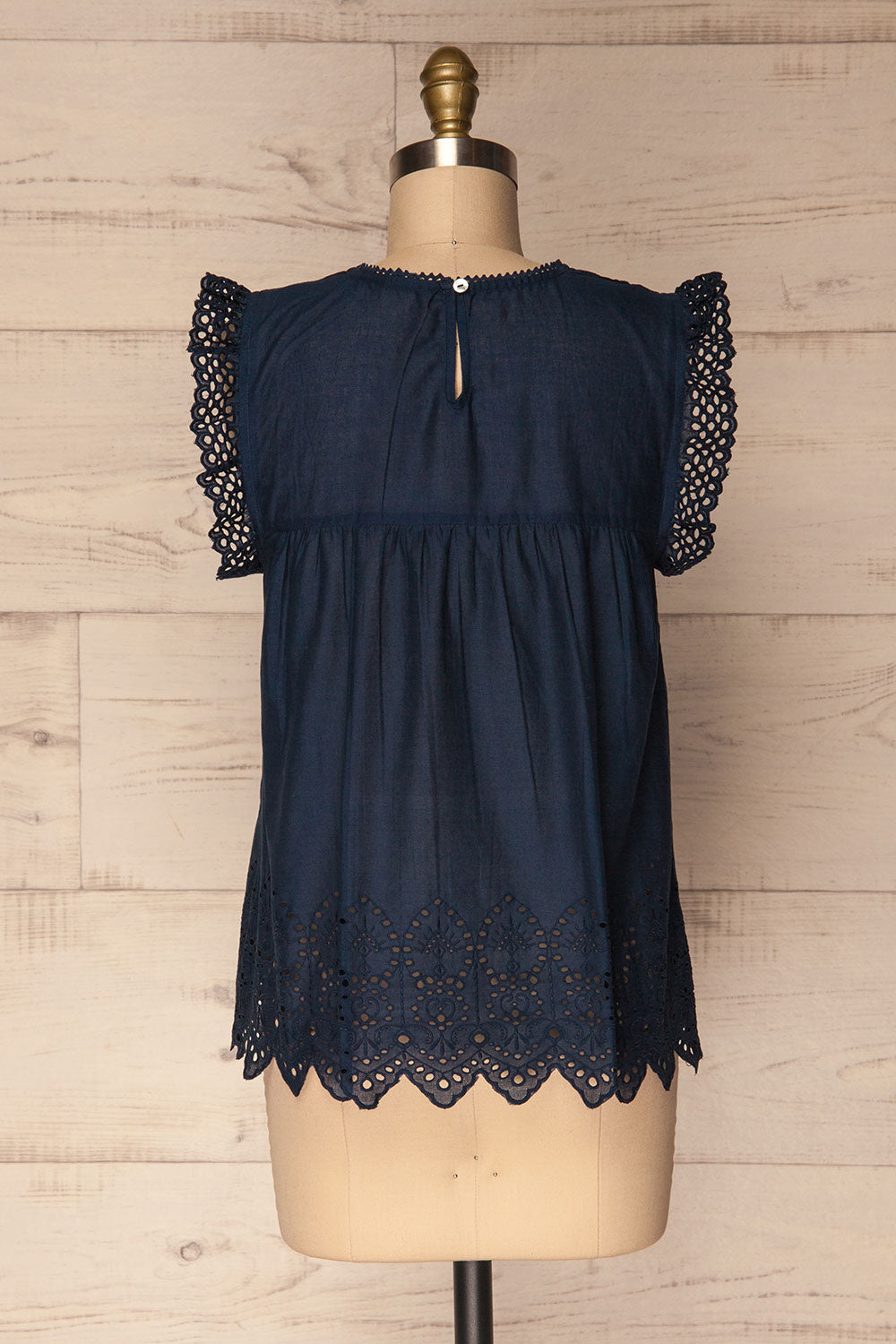 Dynow Rain Navy Openwork Cotton Sleeveless Top | La Petite Garçonne 6