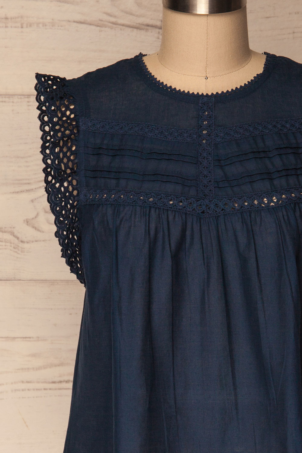 Dynow Rain Navy Openwork Cotton Sleeveless Top | La Petite Garçonne 2