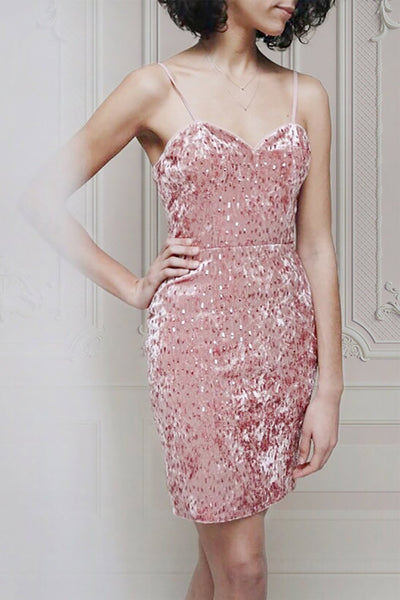 Emilyn | Pink Velvet Dress