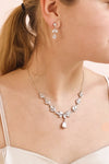 Loelia Silver Necklace w/ Drop Diamond Pendant | Boutique 1861 on model