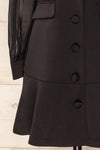 Ebbra Black Blazer Dress w/ Sheer Sleeves | La petite garçonne bottom close-up