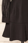 Ebbra Black Blazer Dress w/ Sheer Sleeves | La petite garçonne sleeve close-up