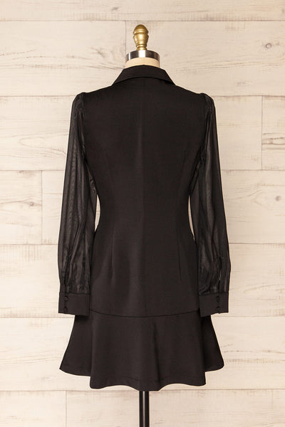 Ebbra Black Blazer Dress w/ Sheer Sleeves | La petite garçonne back back view