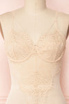 Ebetsu Beige Mesh & Lace Bodysuit | Boudoir 1861 front close up