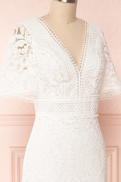 Edelaria Snow White Lace Fitted Cocktail Dress | Boutique 1861