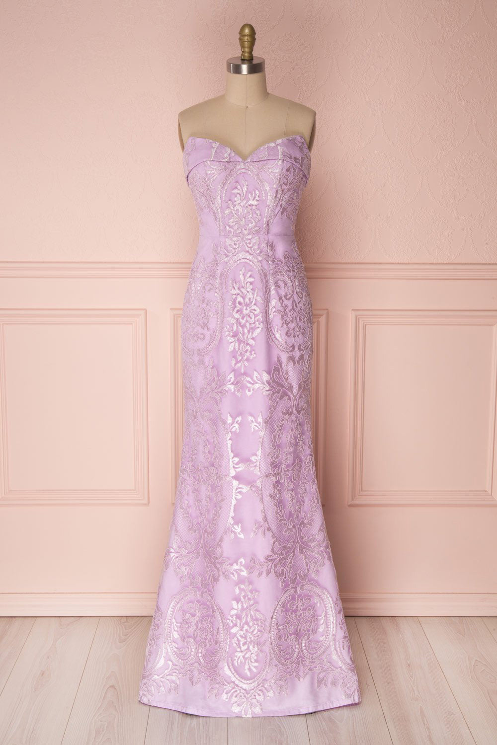 Edilma Lilac Embroidered Bustier Mermaid Gown | Boudoir 1861 front