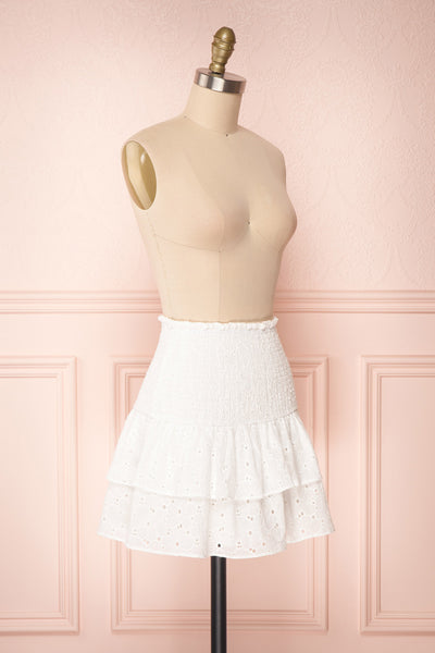 Edithe White Lace Layered Mini Skirt | SIDE VIEW | Boutique 1861