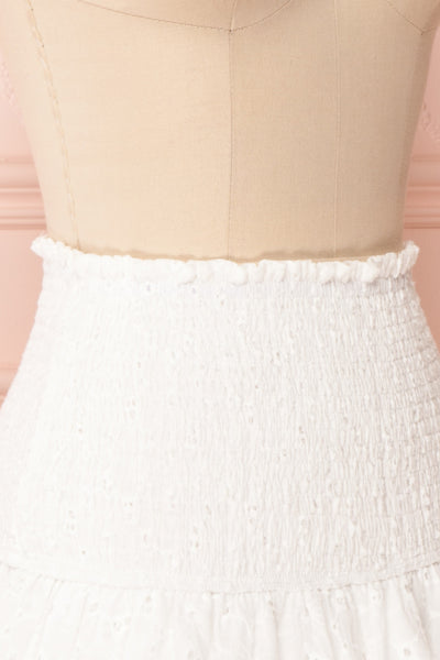 Edithe White Lace Layered Mini Skirt | SIDE CLOSE UP | Boutique 1861