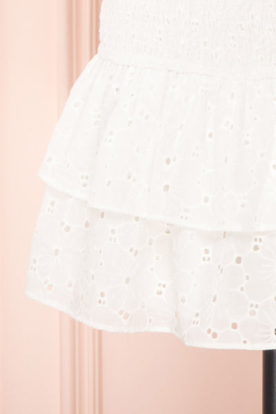 Edithe White Lace Layered Mini Skirt | BOTTOM CLOSE UP | Boutique 1861