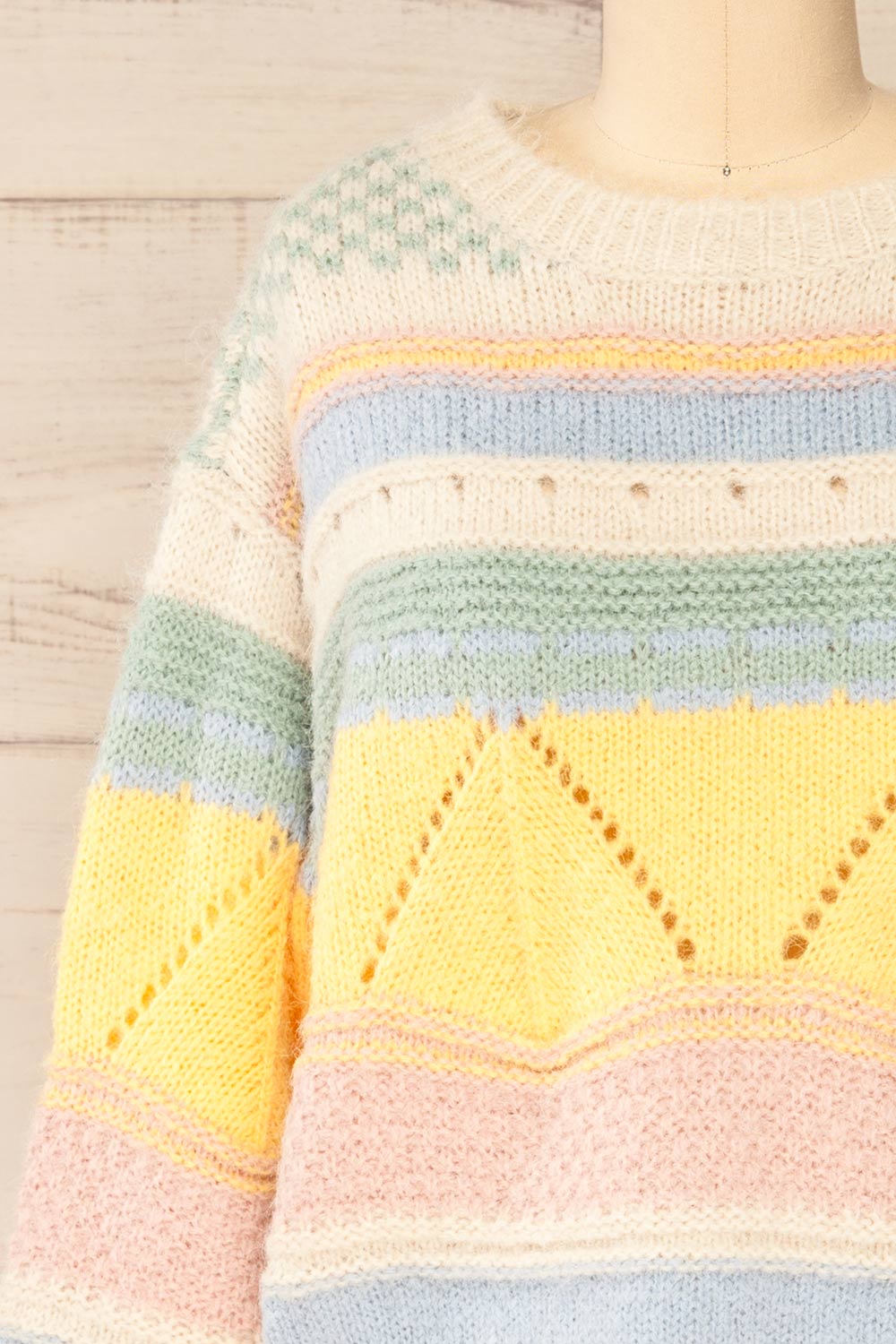 Edsvageidet Pastel Knitted Sweater | La petite garçonne front close-up