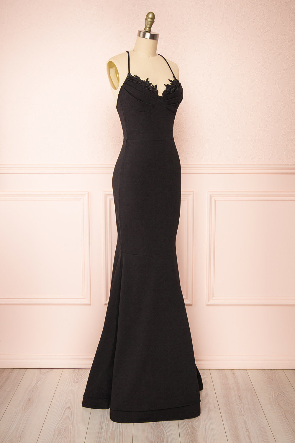 Edyth Black Mermaid Maxi Dress | Boutique 1861 side view