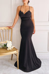 Edyth Black Mermaid Maxi Dress | Boutique 1861 back on model
