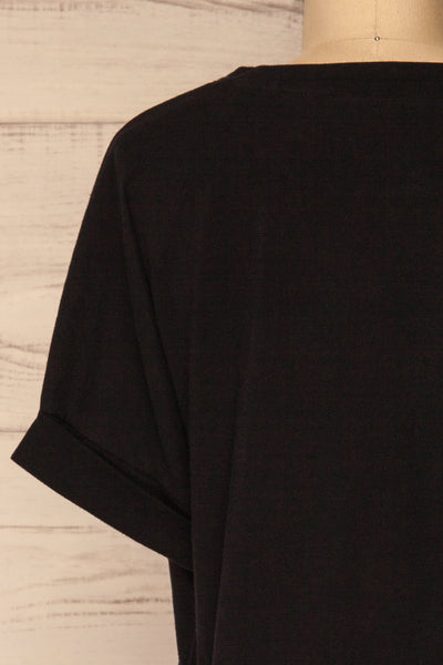 Eftang Black Rolled Sleeves T-Shirt | La petite garçonne back close-up