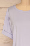 Eftang Lavender Rolled Sleeves T-Shirt | La petite garçonne front close-up