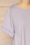Eftang Lavender Rolled Sleeves T-Shirt | La petite garçonne side close=up