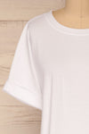 Eftang White Rolled Sleeves T-Shirt | La petite garçonne front close-up