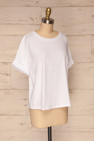 Eftang White Rolled Sleeves T-Shirt | La petite garçonne side view