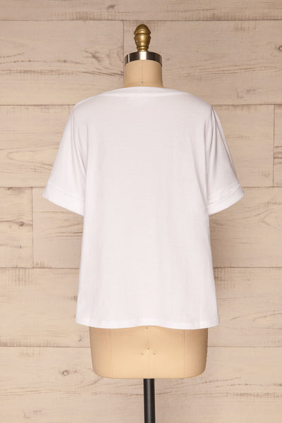 Eftang White Rolled Sleeves T-Shirt | La petite garçonne back view