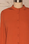 Egaleo Rust Orange Button-Up Blouse | La petite garçonne front close up