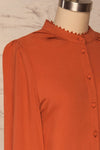 Egaleo Rust Orange Button-Up Blouse | La petite garçonne side close up