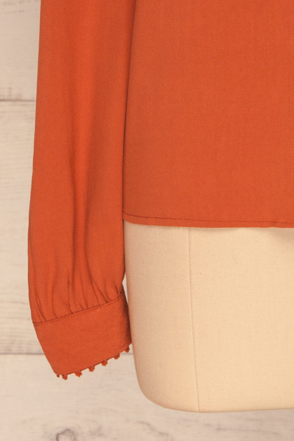 Egaleo Rust Orange Button-Up Blouse | La petite garçonne sleeves