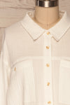 Eggesvik White Textured Button-Up Shirt | La petite garçonne  frotn close up