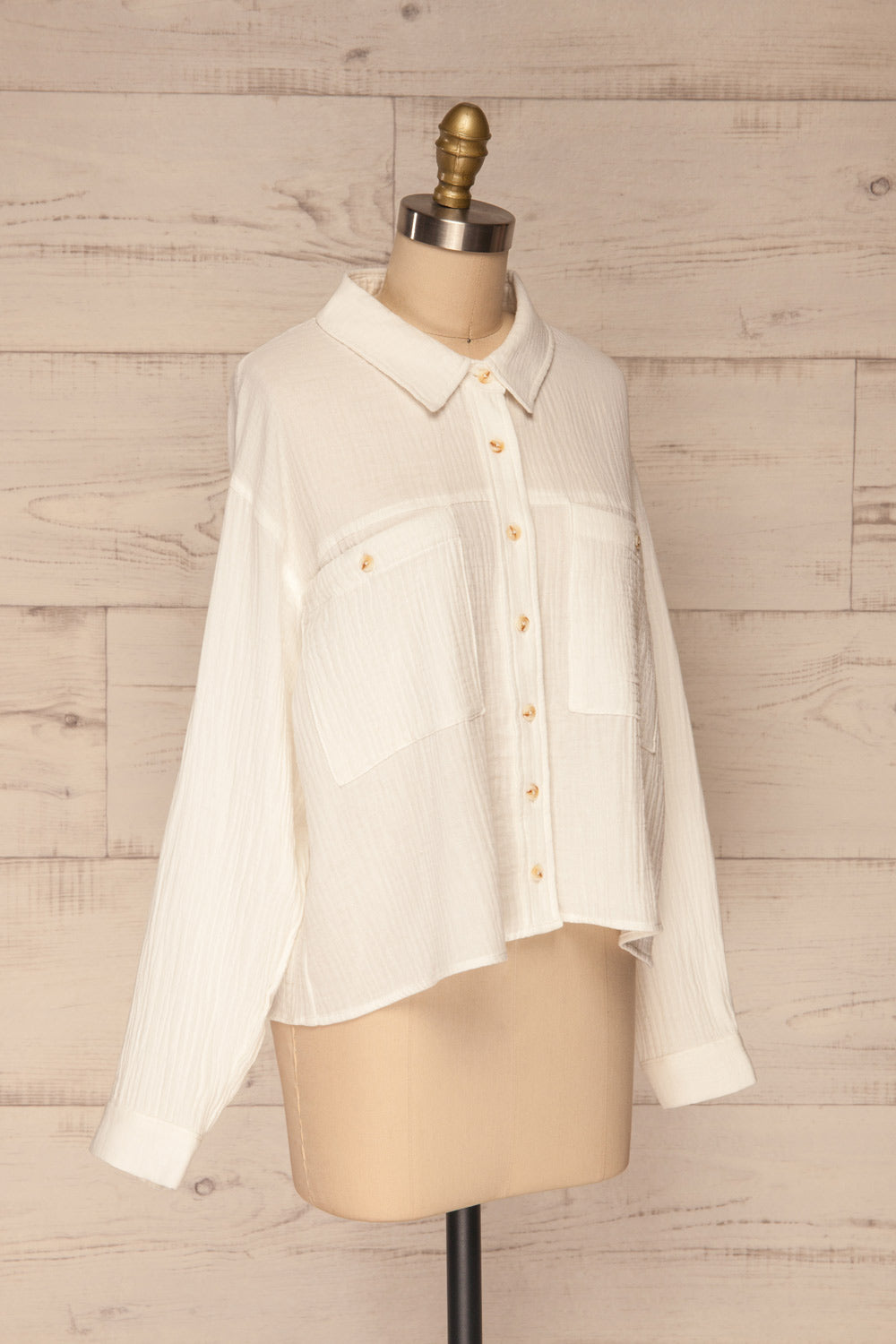 Eggesvik White Textured Button-Up Shirt | La petite garçonne  side view