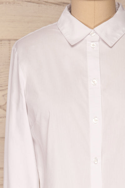 Eggodden Blanc White Long Sleeved Shirt | La Petite Garçonne front close up