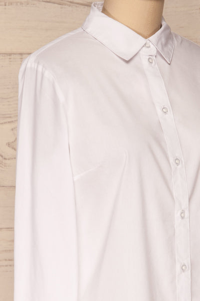Eggodden Blanc White Long Sleeved Shirt | La Petite Garçonne side close up